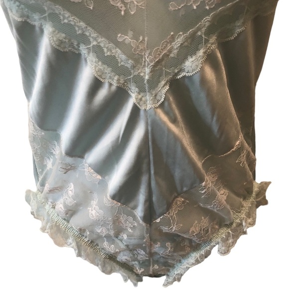 VTG Lace Teddy Size M 8/10 Mint Green Stretch Sexy Pin Up Retro Croquette - Picture 8 of 8